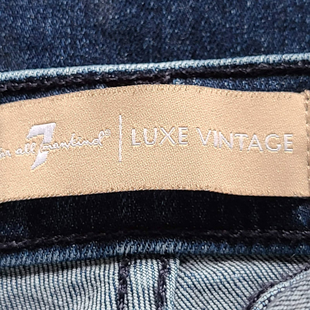 7 FOR ALL MANKIND Luxe Vintage The Ankle Skinny Raw Hem Jeans Indigo Women's 24‎ - Picture 9 of 14